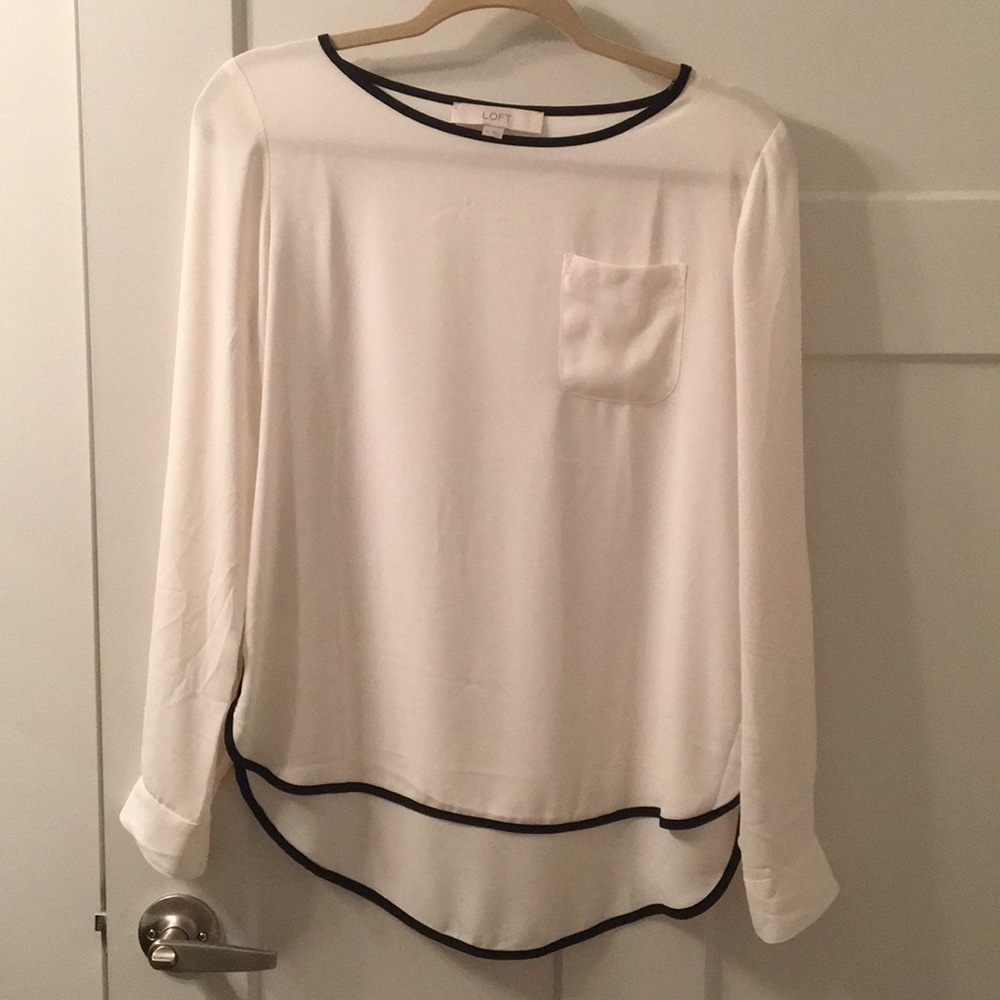 White Blouse with Black Trim